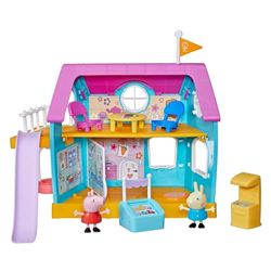 Peppa Pig F35565F0 Peppa's Club, Peppa's clubhuis voor kinderen, peuterspeelgoed; geluidseffecten; 2 figuren, 7 accessoires; vanaf 3 jaar (French Version),Meerkleurig