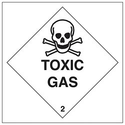 VSafety "Toxic gas "-skylt, fyrkantig, (paket med 3), 200mm x 200mm, 3