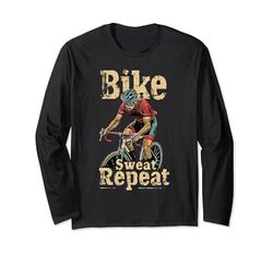 Vintage Bike Sweat Repeat Divertente Bicicletta Ciclismo Fitness Maglia a Manica