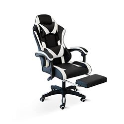 Cribel Poltrona da Gaming Racing Omega con poggia piedi, in similpelle, 3 colorazioni disponibili (Nero/Bianco)