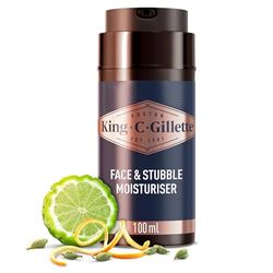 King C. Gillette Face & Beard Moisturiser for Men, 100 ml, with Vitamin B (B3), B5 Complex & Argan Oil, Beard Softener for Men