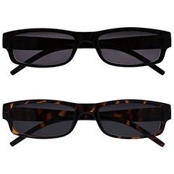 OPULIZE Black Brown Lightweight Reading Sunglasses Value 2 Pack UV400 Designer Style Mens Womens SS32-12 +2.00
