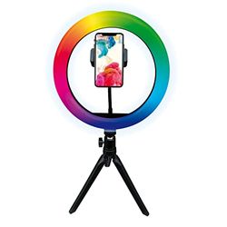 Mobility Lab - ML305684 - Anneaux Lumineux RGB 10'' avec tréppied avec Support téléphone Universel, télécommande idéal pour Faire des vidéos (tiktok/Youtube.)