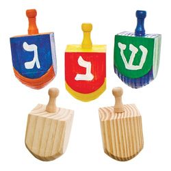 Baker Ross FX939 Dreidels de Madera - Pack de 5, Educación Religiosa Kits de Artes y Manualidades para Niños