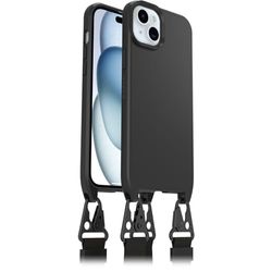 Otterbox Funda React Lanyard con MagSafe para iPhone 15 Plus / iPhone 14 Plus, Funda con cinta para cuello ajustable y desmontable, Testada según los Estándares Militares, Negro, Sin Caja Retail