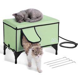 VEVOR Verhoogd verwarmd kattenhuis, vierkante kattenschuilplaats met instelbare temperatuur en timer, opvouwbare kattenschuilplaats van 900D Oxford-weefsel met verwarmd kussen voor de winter