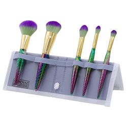 MODA Royal & Langnickel Mythical Sweet Siren Lot de 6 pinceaux de maquillage avec pochette, comprend : poudre, teint, illuminateur et brillance, pinceau pour ombre à paupières, multicolore