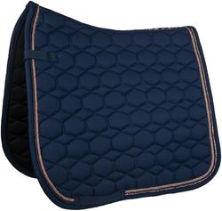 HKM Rosegold Glamour Style Tapis Bleu Foncé/Or Rose Dressage poney