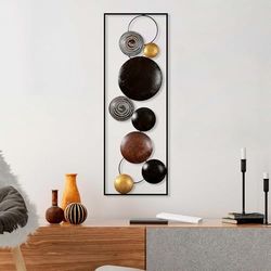 Accessoire mural décoratif en métal peint à la main, 32 x 90 x 4 cm | 100% métal, variations de couleurs uniques | Parfait pour la décoration de la maison et les amateurs d'art