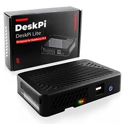 GeeekPi DeskPi Lite Raspberry Pi 4-behuizing met aan/uit-knop/koellichaam met PWM-ventilator/dubbele full-size HDMI/extra twee USB-poort voor Raspberry Pi 4B