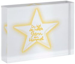 Little Helper STARS-A7BLK-06G diamant gepolijst, glasachtig decoratief blok, geel, 7,4 x 10,5 cm