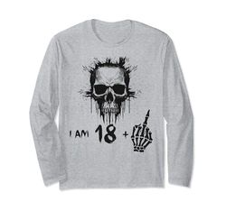 I Am 18 Plus 1 Middle Finger - 19th Birthday w. Viking Skull Maglia a Manica