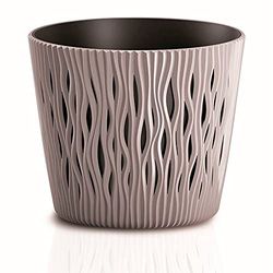 Okrągły plastikowy słoik Sandy Round w kolorze mocca 15,8 (L) x 15,8 (szer.) x 13,8 (wys.) cm