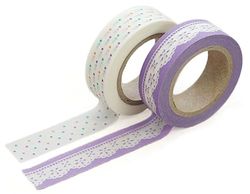 Dailylike Set met 2 Masking Tape Washi Lily, verschillende designs, 15 mm x 10 m.