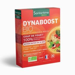 Santarome Bio - Dynaboost Bio | Complément Alimentaire Energie | Booster Physique & Mental - A base de Plantes Bio | 30 comprimés | Vegan | Made In France