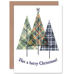 Wee Blue Coo CHRISTMAS XMAS BARRY TARTAN TREES NIEUWE ART GREETINGS Cadeaukaart