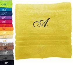 Asciugamano con monogramma personalizzato Asciugamano con monogramma ricamato Lettera Nome Asciugamano personalizzato iniziale Asciugamano in cotone Regalo personalizzato (100 x 50 cm, Giallo)