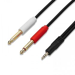 System-S 3,5 mm kontakt aux trs till dubbel 6,35 mm mono-kontakt stereo audio splitter kabel