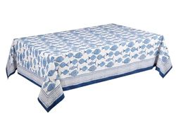 FRESH FISH - COTTON TABLECLOTH WITH LIGHT BLUE DECOR - 14X24