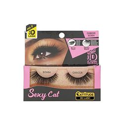 CATTITUDE 3D LASHES Cancer Sexy Cat 3D False Eyelashes, Lightweight & Reusable, Cruelty-Free