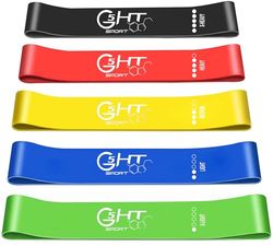 G5 HT SPORT Fitnessbanden, afzonderlijk of in set met 3 of 5 stuks, elastische weerstandsbanden voor fitnessoefeningen, pilates, yoga, revalidatie, set met 5 banden