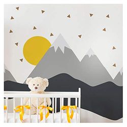 Ambiance Sticker s Muurstickers Kinderkamer Decoratie Babykamer - Reusachtige Zelfklevende Muursticker Scandinavische Bergen Nordika - H120 x L180 cm