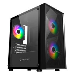 UNYKAch Caja Micro ATX Gaming MIR B20, Cristal Templado, Tres Ventiladores ARGB y Tres Puertos USB