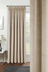 Enhanced Living Velvet Cream Thermal 100% Blackout Door Curtain Panel with Tape Top - 66 x 84 Inch (168 x 214cm) - Supersoft Energy Saving & Noise Reducing Curtain for Living Room & Bedroom.