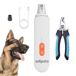 Edipets, Elektrische nagelvijl voor honden en katten + nagelknipper, professionele set, voor huisdieren, honden, katten, klein, medium of groot (wit)