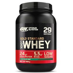 Optimum Nutrition Gold Standard 100% Whey, Poudre de Protéines pour la Construction et la Récupération Musculaire, avec Glutamine et Acides Aminés BCAA Naturels, Chocolat Menthe, 29 Portions, 899 g