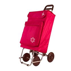 Amig - Lightweight Shopping Trolley with 4 Wheels for Easy Handling | External Freezer Pocket | 22 x 40 x 106 cm | Maximum Load of 15 kg | Capacity 48 L | Colour Red