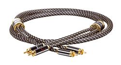 Dynavox Black Line cabo estéreo RCA de alta qualidade, cabo RCA premium com blindagem múltipla, cobre de alta pureza, conectores banhados a ouro de 24 k, comprimento 1,5 m