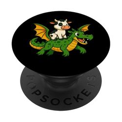 Cow Dragon Riding Zoo Day Animal Lover Boys Girls Kids PopSockets Adhesive PopGrip