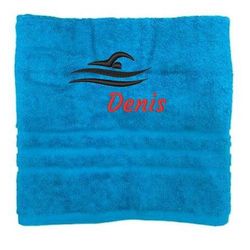 Asciugamano personalizzato con nome Nome sportivo splendidamente ricamato Asciugamano da bagno Asciugamano in cotone 100% personalizzato con nome (140 x 70 cm, Nuoto)