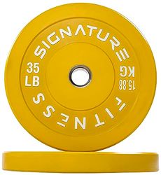 Signature Fitness Discos de peso olímpicos de 2 pulgadas con cubo de acero, 35 libras, par