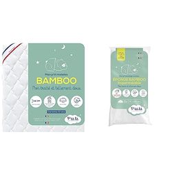 P'TIT LIT - Matelas Bébé Bamboo - 60x120 cm - Viscose Douce et Absorbante - sans Traitement Chimique & Protège Matelas Bébé Bamboo | Alèse Imperméable 60x120 cm - Viscose Douce et Soyeuse