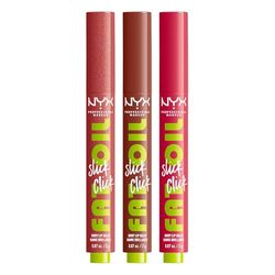 NYX Professional Makeup Fat Oil Slick Click Trio, Shiny Lip Balm, 12-Hour Hydration, Lightweight, Vegan, 3 Piece Set