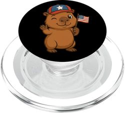 Capybara Bandera de Estados Unidos 4 de julio Día de la Independencia para niños y niñas PopSockets PopGrip para MagSafe