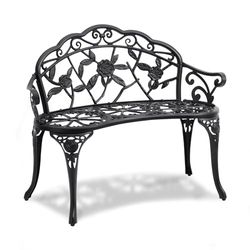 VEVOR, 98,6 cm metalen tuinbank voor buiten, zwart, 98,5 cm