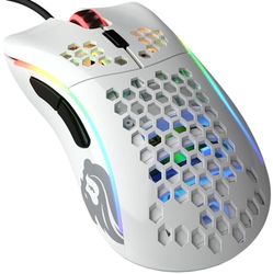 Glorious PC Gaming Race Model D Ergonomische muis met kabel, optische sensor Pixart 3360, 12000 dpi, ultra lichtgewicht gaming mouse, 62 gram, 6 programmeerbare toetsen, RGB wit, glanzend