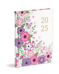 Agenda 2025 januari-december 2025, hardcover, dagelijks, bloemen