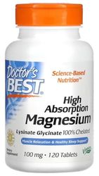 Doctor's Best - Magnesio de Alta Absorción | 100 mg - 120 tabletas