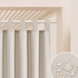 ROOM99 Rideau d'Extérieur avec Pattes Garden Line 155 x 250 cm Largeur x Hauteur Impermeable pour Jardin pergola terrasse Curtain Beige Clair, 1 pièce