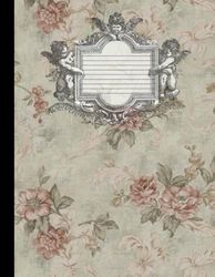 Vintage Notebook with Angels and Flowers: Elegant Notebook with Retro Design for Journaling, Drawing, or Writing