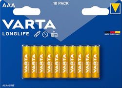 Varta Pilha Longlife Power AAA Micro LR03 (embalagem de 10 unidades), pilha alcalina - "Made in Germany" - Adequado para brinquedos, lanternas, comandos e outros aparelhos que funcionam a pilhas