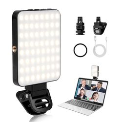AiQInu Lumière Téléphone pour Selfie LED avec Clip,128 LED de Haute Puissance 3000-6500K,Batterie Rechargeable de 2000mAh,CRI95+,3 Modes d'éclairage, Lampe Vidéo à Pince Portable pour Phone Caméra