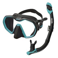 SEAC Set bis Icona Dry, Máscara Sin Marco y Esnórquel Dry Buceo