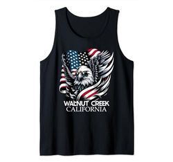 Walnut Creek California 4th Of July USA American Flag Camiseta sin Mangas