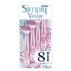 Venus gillette Simply 3 máquinas de barbear descartáveis para mulher, embalagem de 8