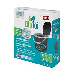 BranQ - Home essential - BioToi, biologiskt preparat för BranQ Mobile campingtoalett 15,5 och 22 liter, latriner och torra toaletter, aerober och anaeroba bakterier + enzymer, 5 x 25 g